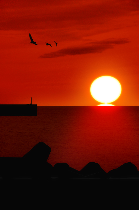 フォトショップで夕日完成