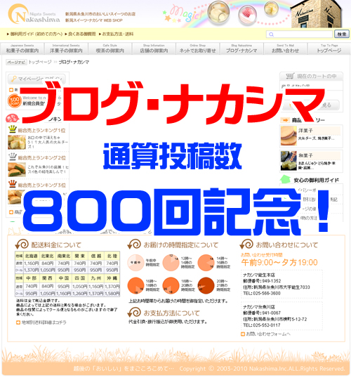 ブログ・ナカシマ８００回記念