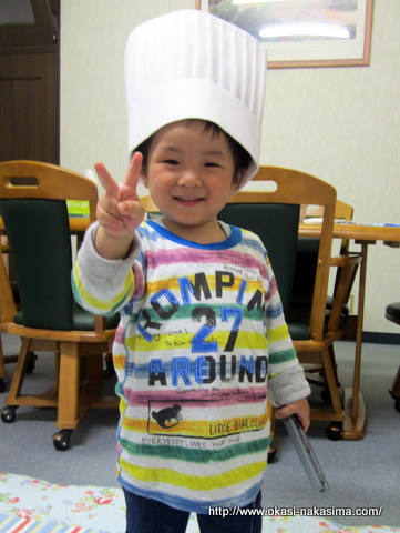 パティシエ姿の息子