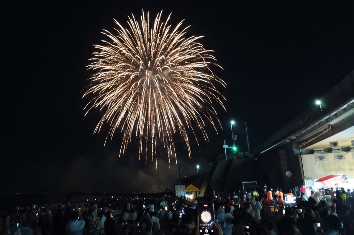 能生ふるさと海上花火大会の花火